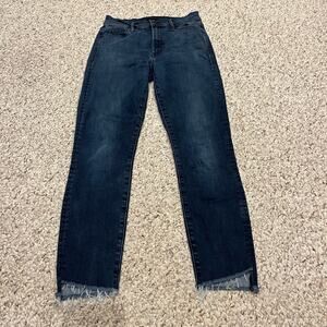 Mother The Stunner Zip Ankle Step Fray Jeans Sz 26 Trip Down Memory Lane Denim